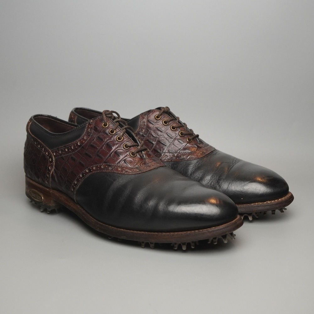 Footjoy Classics Dry Premiere Mens Golf Shoes Brown Crocodile Leather 9.5D
